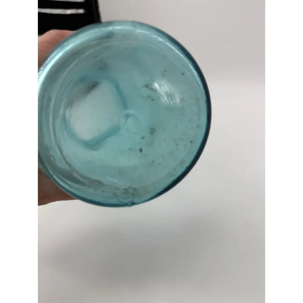 Vintage Blue Ball Perfect Mason Jar Aqua Glass Quart Canning Bottom Mark 0